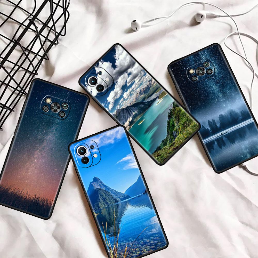 Mountain Beach Sea Hülle für Xiaomi Mi Poco X3 NFC M4 M3 Pro F3 GT F1 11 Lite Note 10 11T 10T 9T Rückseite Weiche Handyhülle