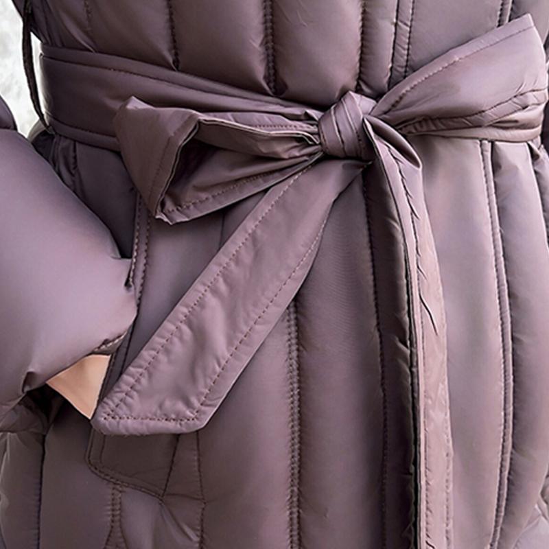 Plus Size L-7XL Fashion Woman Winter Coats With Belt Long Parkas Hooded Loose Thick Female Jackets