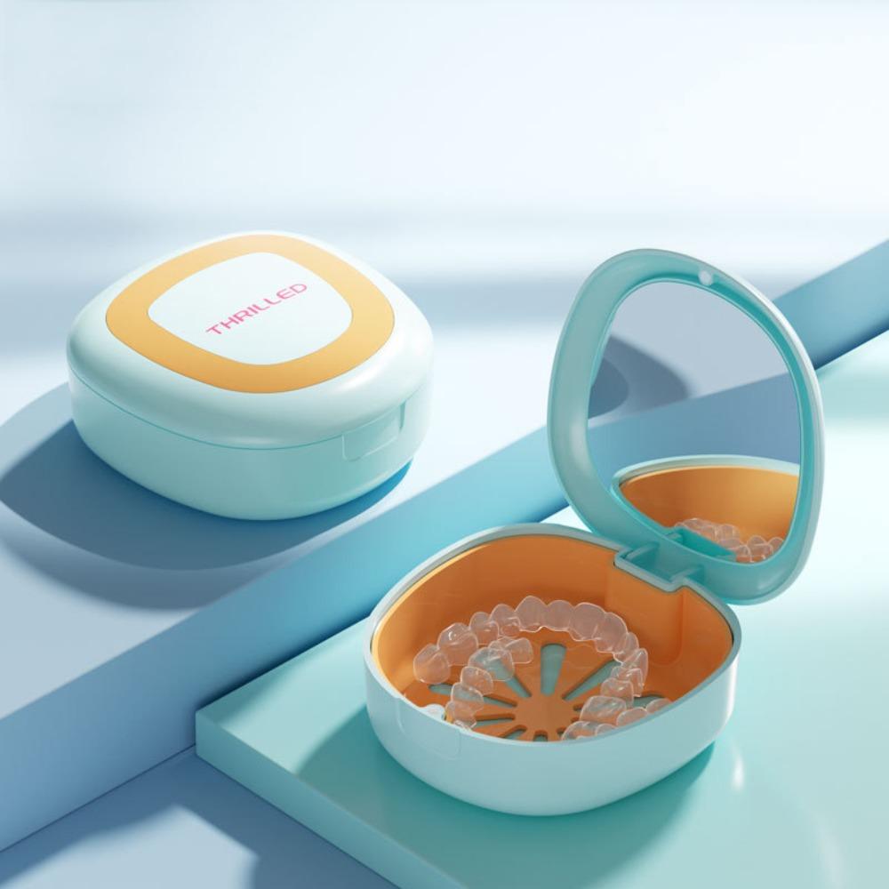 New With Mirror Braces Box Draining Cleaning Box Orthodontic Retainer Case Soak Box Mouthguard Case