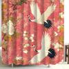 Elegant Oriental Crane Shower Curtain For A Luxurious And Inviting Bathroom, Featuring Graceful White Cranes In Flight Against