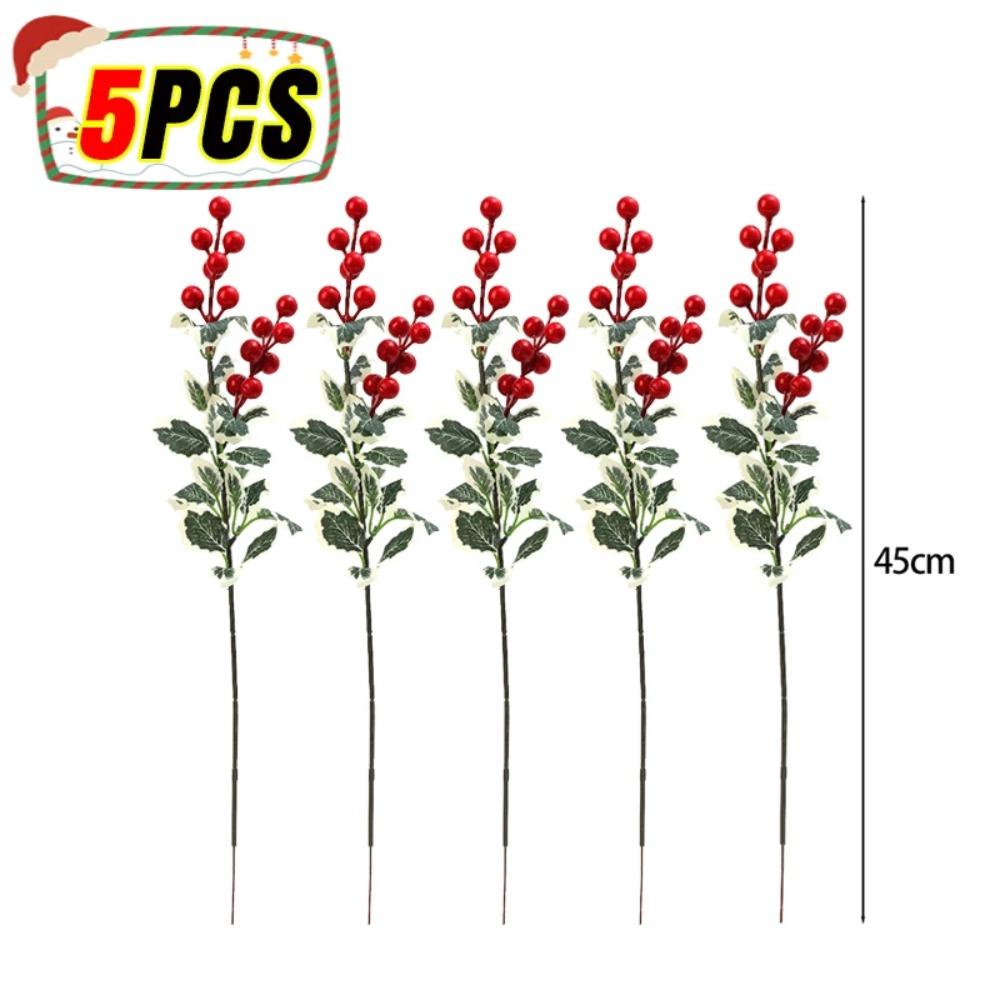 

Рождественская красная ягодная ветка, искусственные цветы, листья падуба, рождественское украшение на елку, сделай сам, упаковка для подарков, украшение для дома, новогодняя вечеринка Light green-5pcs