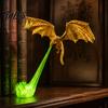 Unique Gift for Fantasy Fans 3D Printed Fire-Breathing Dragon Shelf Decor, Flying Nook Bookshelf Light, Black Design Mythology Theme Room Decor