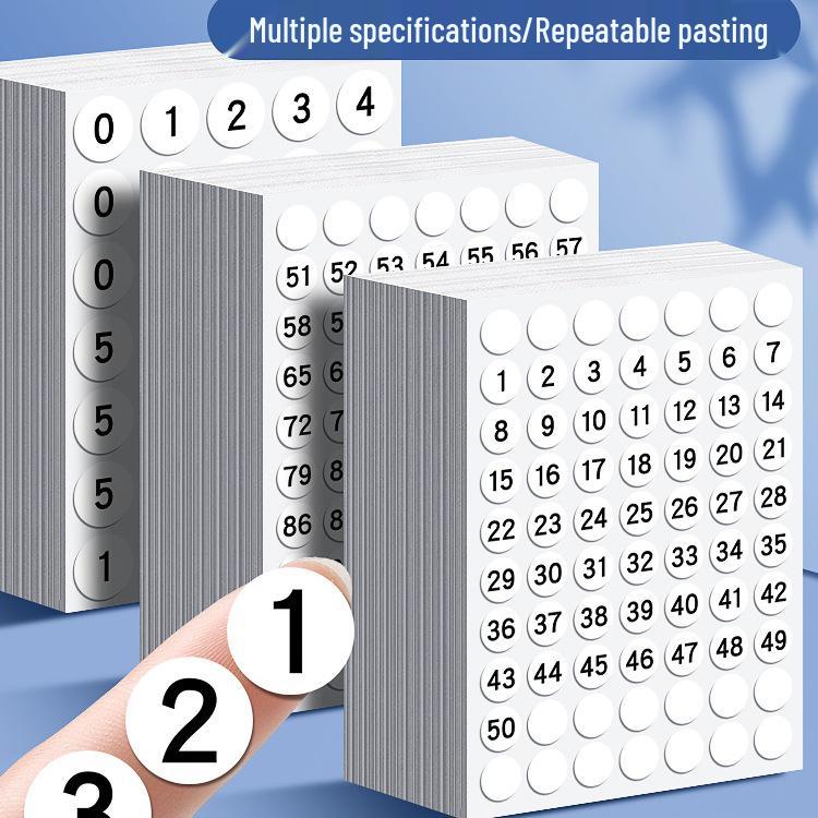 Self-Adhesive Small Round Number Stickers 1-100 for Handwritten Labels