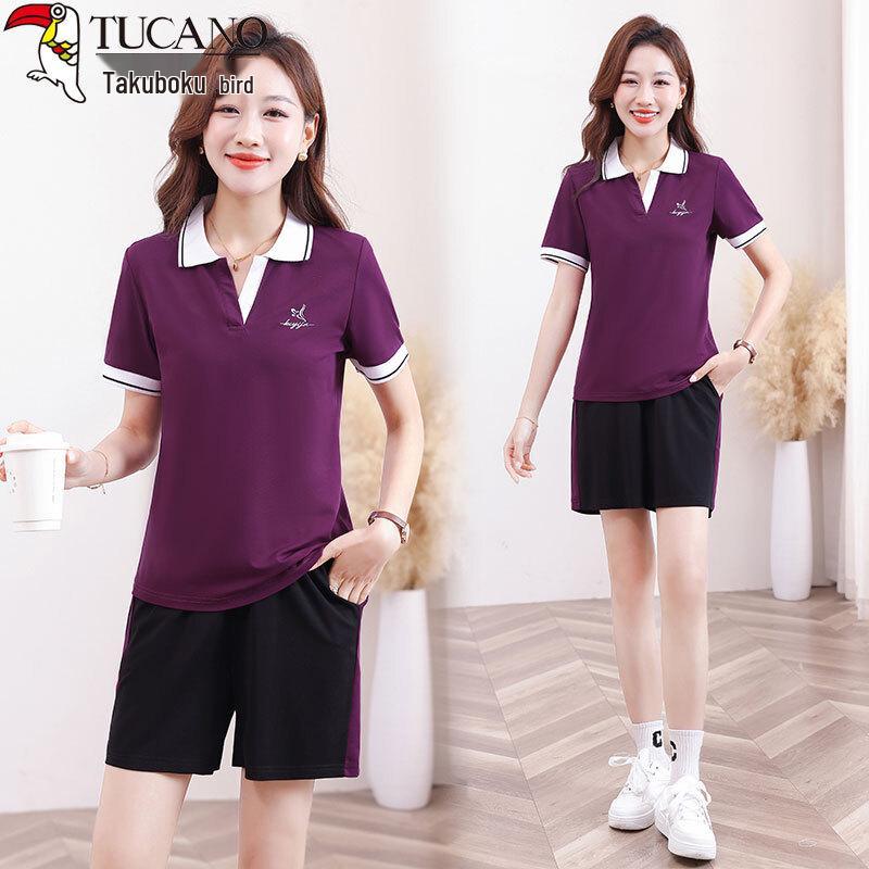 Women's Loose Fit Polo Sport Set with Shorts