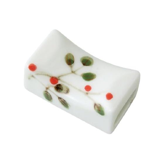 Hasami Ware Chopstick Rest, Flower Pattern, Red
