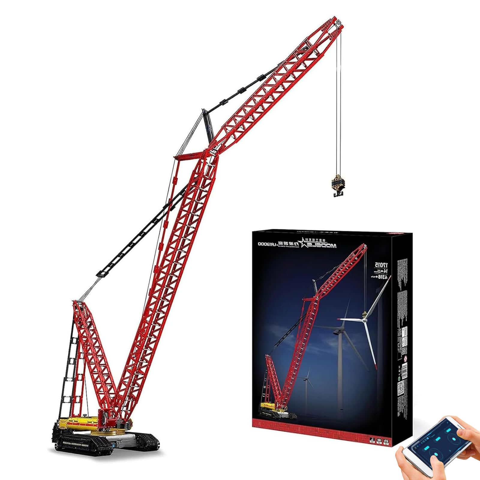 

Mould King 17015 Technic Кран Liebherr LR-13000 с 6 двигателями, 4318 деталей, Technic Пульт управления Лагунный кран Совместим с кранами LKW и Libo