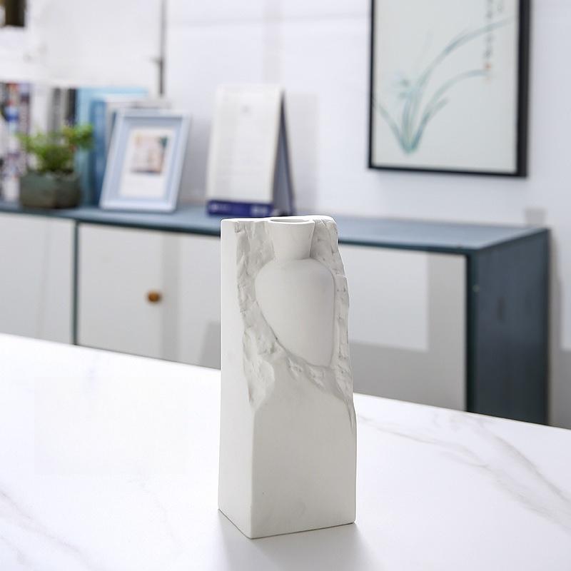 Nordic Minimalist White Ceramic Vase Decoration Living Room Bedroom Dining Table Flower Arrangement Decoration Modern Home Decor