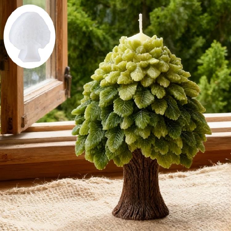 Stampo in Silicone per Candele Estetica Naturale Forma di Albero 3D Materiali Flessibili Disegni a Foglia Stratificati Garantisce Facile Sformo