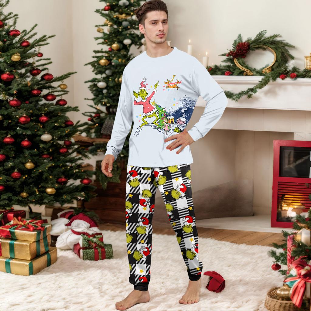 Pijamale Drăguțe Set Familie, Haine de Casă, Set Familie Top cu Mânecă Lungă și Pantaloni