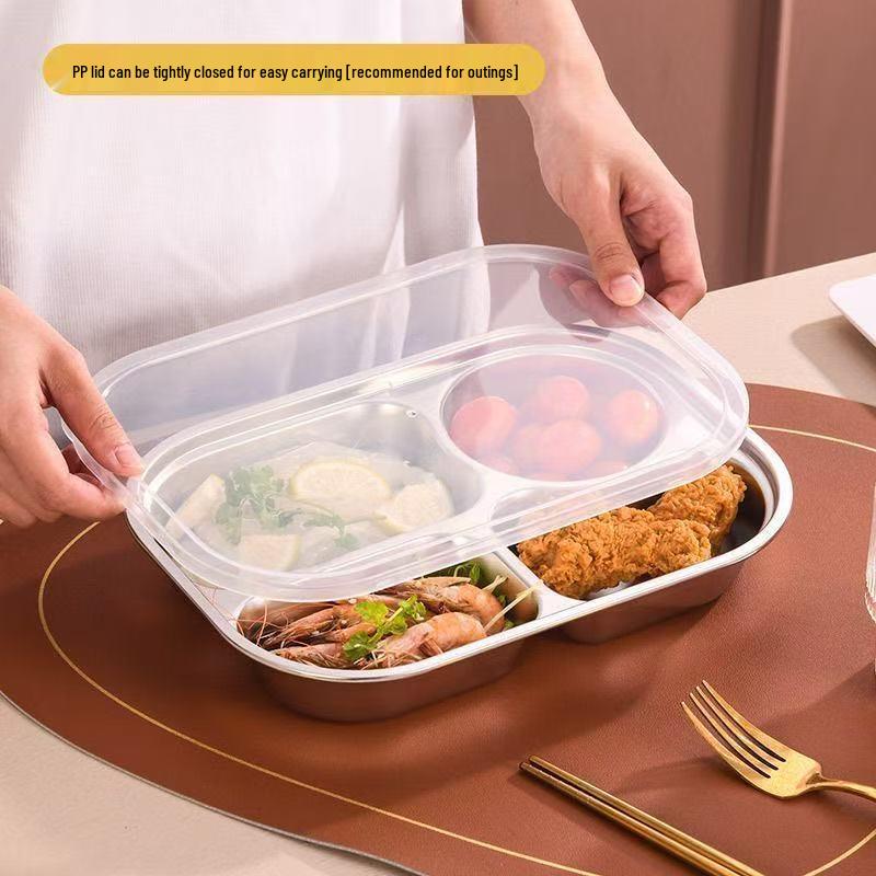 304 Stainless Steel Children's Deep Meal Tray – Durable, Divided, Anti-Fall Tableware for Kindergartens