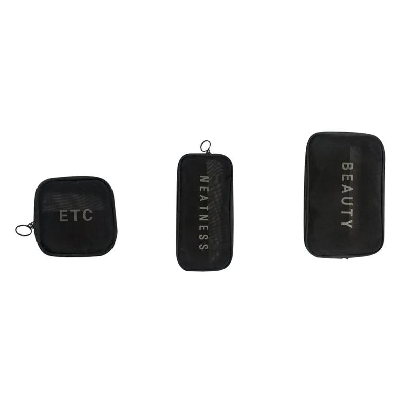 

3 шт. косметички S M L Модель Многофункциональная Непачкающаяся Водонепроницаемая Сумка для хранения Женская Мужская Black