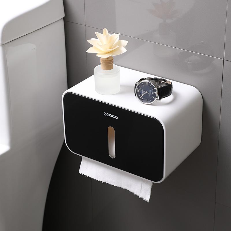 

Toilet tissue holder without punching wall mounted bathroom waterproof roll paper box toilet paper storage and storage rack чорний