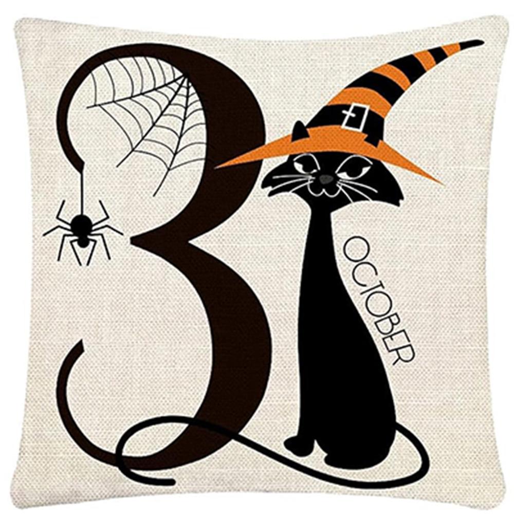 

Halloween Pillowcases: Trick or Treat, Boo!, Happy Halloween, and Cat on 3 October Sofa cushion cover, gift 16x16Inch