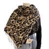 Retro fashionable brown leopard print scarf autumn and winter decoration with large version long scarf thickened warm shawl