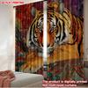 2pcs Tiger Pattern Curtains Digital Printing   Realistic Orange Black Stripes with Artistic Background for Bold Living Room Decor