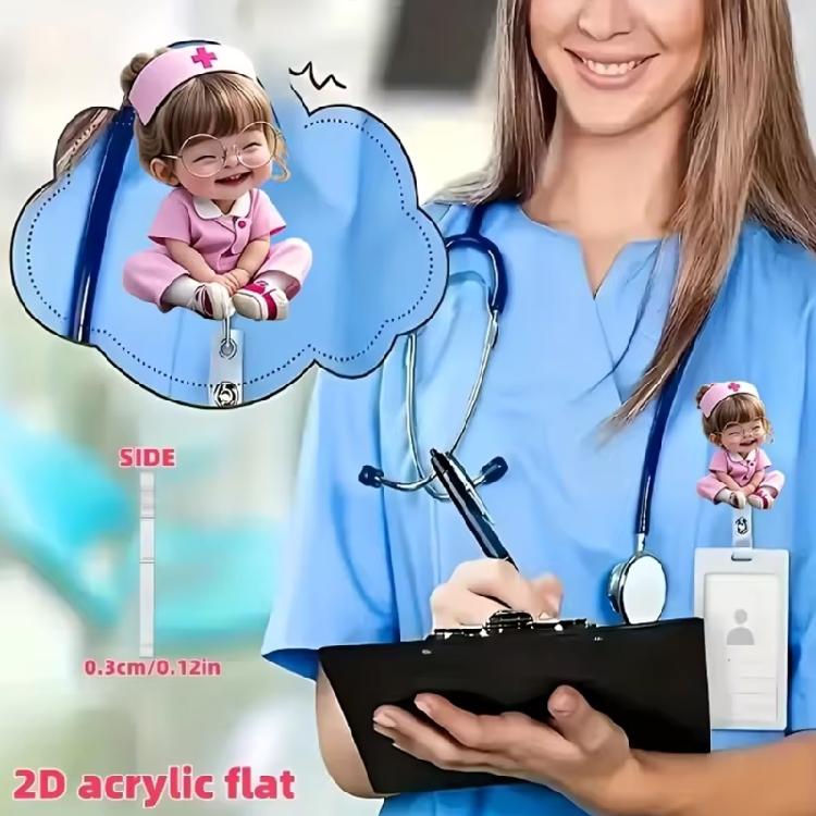 Kleiner ausziehbarer Ausweishalter für Profis, Acryl-ID-Rolle mit Anti-Verlust-Clip-Design, Schnelle Befestigung für das Gesundheitswesen