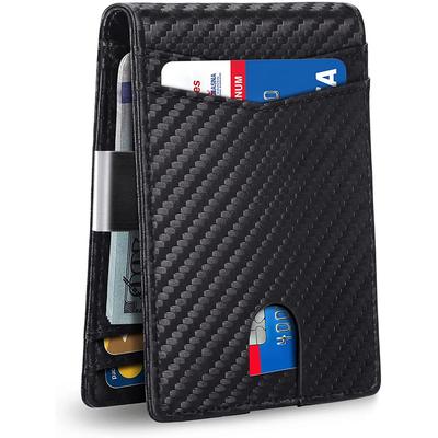 Herren Carbonfaser RFID Anti-Diebstahl Geldbörse mit Multi-Kartenfächern und Dollar-Clip