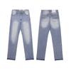 Mens High Street Graffiti Jeans Vintage Washed Slightly Flared Long Pants