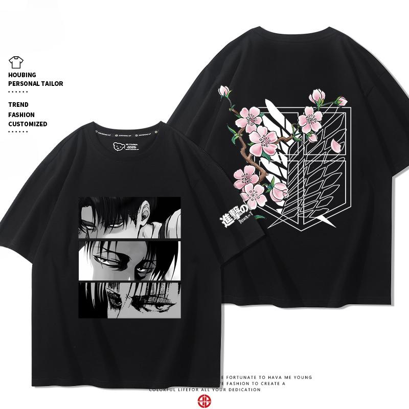Summer 100% Cotton T-shirt Attack Giant Wings of Freedom Clothing Sergeant Alan Mikasa Around Short-sleeved Men