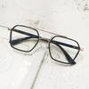 Anti-Blue Glasses Transparent Frame Retro Double Beam Pilot Flat Light Eye Frame Can Be Equipped With Degree Women'S Myopia Glasses