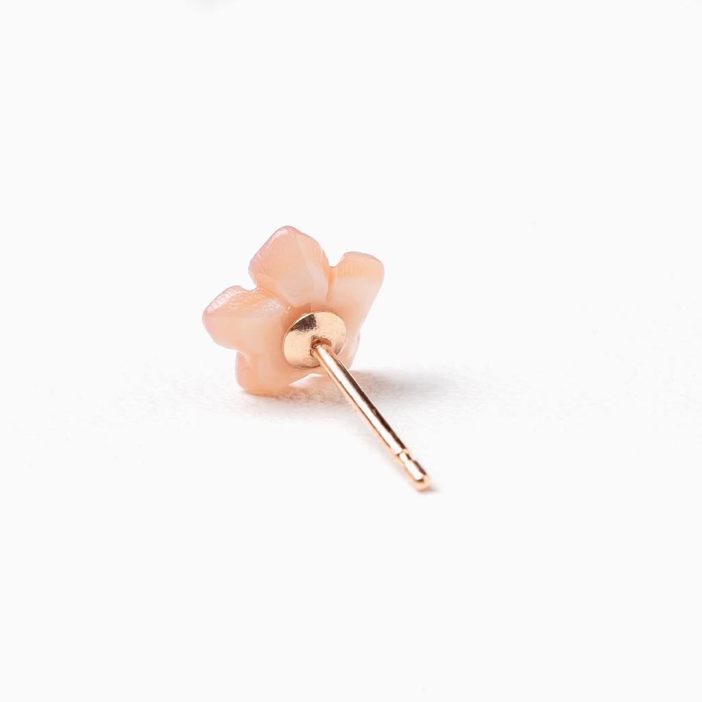 BLOOM Official 10K Pink Gold December Birth Christmas Rose Women's Earrings, Flower, (Single Ear) 0222-8992-0019-0000