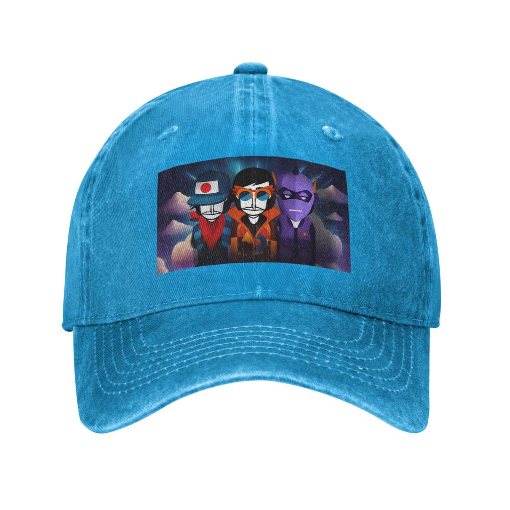 Incredibox Music Video Game Washed Denim Cap Casual Baseball Caps Adjustable Hat Summer Unisex Baseball Hats
