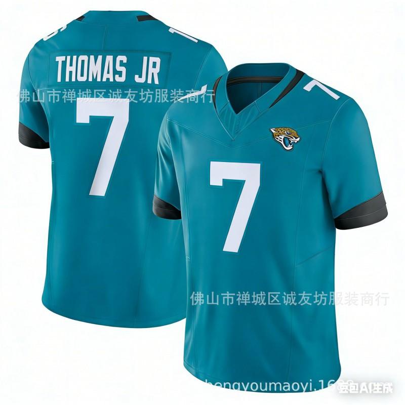 3rd Gen Embroidered Football Jersey Mens Jaguars 7 Green Retro Thomas Jr. Sports Top