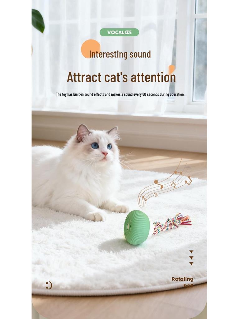 Automatic Rotating Cat Toy: Teasing Ball & Rope Knot Set for Self-Play and Boredom Relief