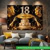 2D Flat Backdrop1pc Gold Theme Birthday Party Backdrop Banner Polyester Wall Decor For Living Room Bedroom Office Outdoor Decor Party