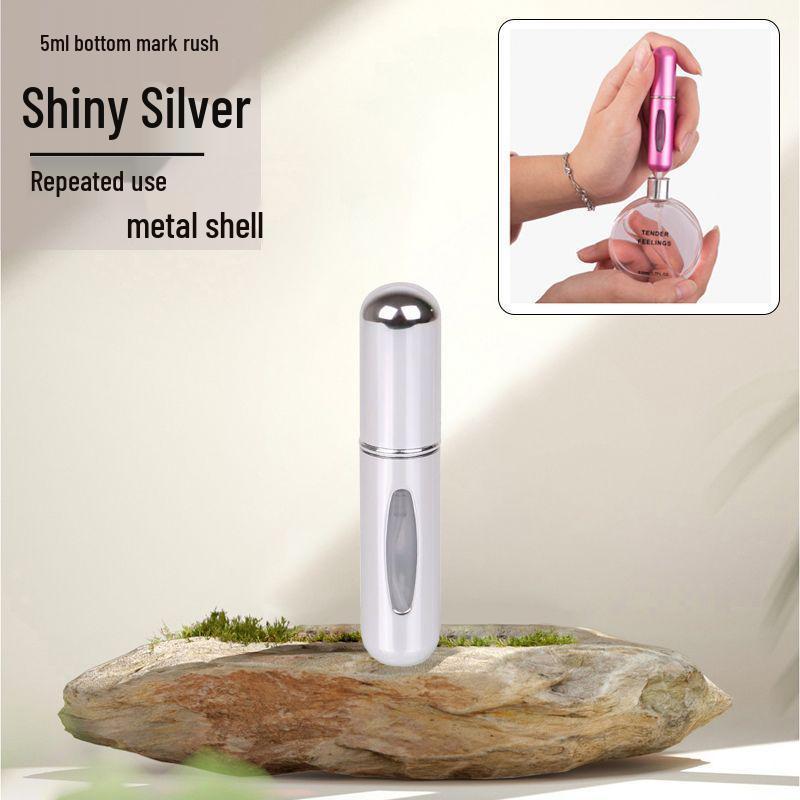 Refillable Press-Type Perfume Atomizer: Portable, High-End, Hydrating, Recyclable, Rotating Transparent Design