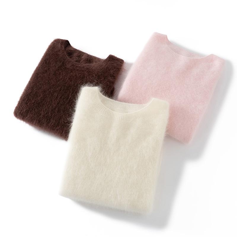 Women's 100% Pure Cashmere Short Sleeve Round Neck Sweater - Autumn/Winter Knit Pullover Base Layer