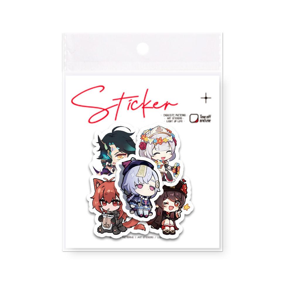 120ks nálepek s postavou Genshin Impact, periferní dekorace s motivem karikatury pro svépomocné obaly na mobilní telefony a plánovače – vodotěsné nálepky