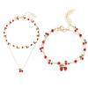 Bohemian Cherry Dangle Bracelet Featuring Cubic Zirconia Stones And Tassels Details Adjustable Summer Neck Jewelry Gift