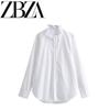 Zab Autumn New Women's Clothing Fashion Style French Style Design Fashion All-Match Laminated Decoration Neckline Shirt