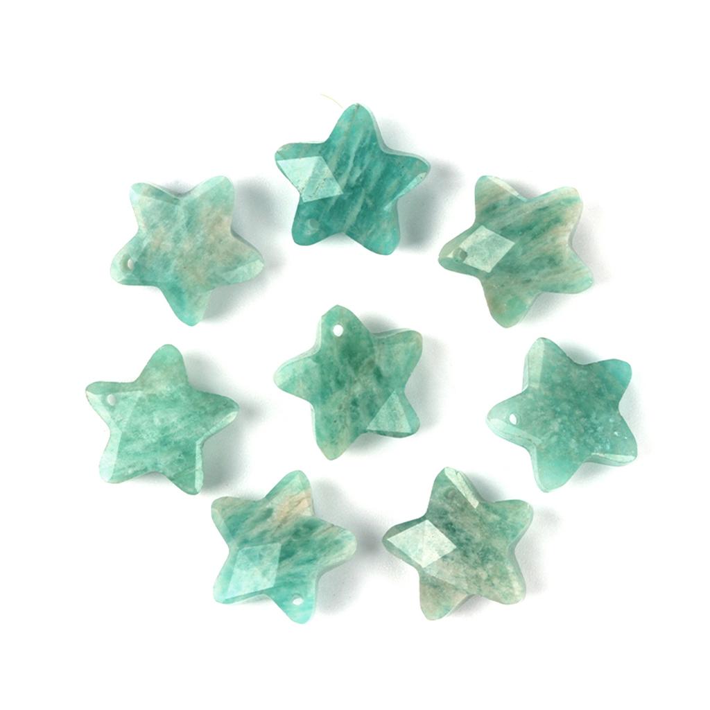 8Pcs/Pack Faceted Natural Stone Beads with Holes Handmade Star Shape Loose Beads for Jewellery Making DIY Necklace Bracelet Accessories Gifts 14x14mm
