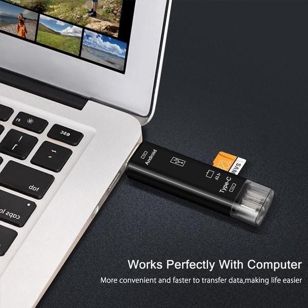 5 em 1 multifuncional usb 3.0 tipo c/usb/micro usb/tf leitor de cartão de memória adaptador de leitor de cartão otg