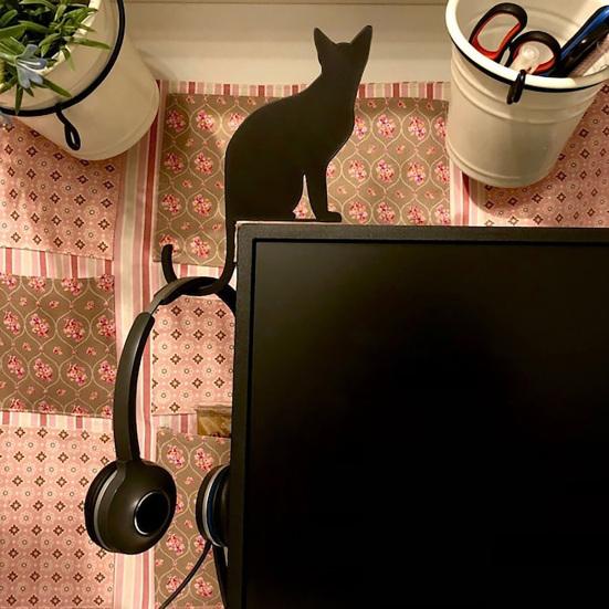 Wooden Black Cat Hook Multi-functional Home Bathroom Kitchen Cat Silhouette Key Hanger Decoration Pet Lover Gift