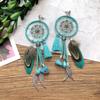 Bohemian crystal dream catcher net element feather earrings women's retro exaggerated temperament long fringed vacation earrings