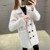 Women's Mid-Length Mink Coat Cardigan - Korean Style Loose Suit Collar Knitted Overcoat for Autumn and Spring