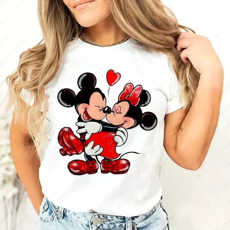 

MINISO Новая женская футболка с леопардовым принтом Микки Мауса для мальчиков и девочек Повседневная семейная женская одежда Милая футболка с короткими рукавами Y2k 3XL