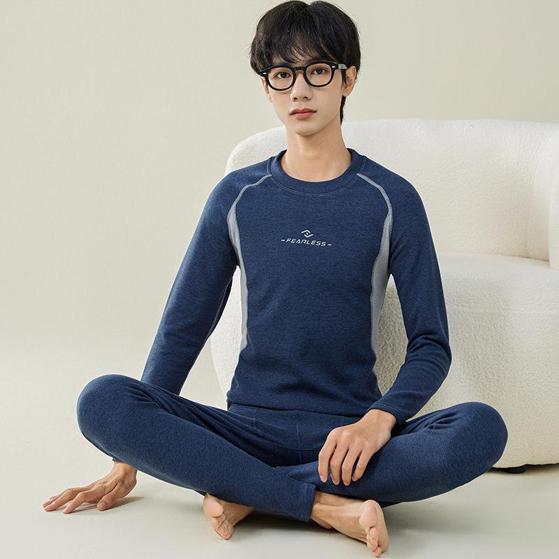 

Мужской подростковый хлопковый фланелевый комплект нижнего белья и кальсонов для осени/зимы 180 (140-160 jin)