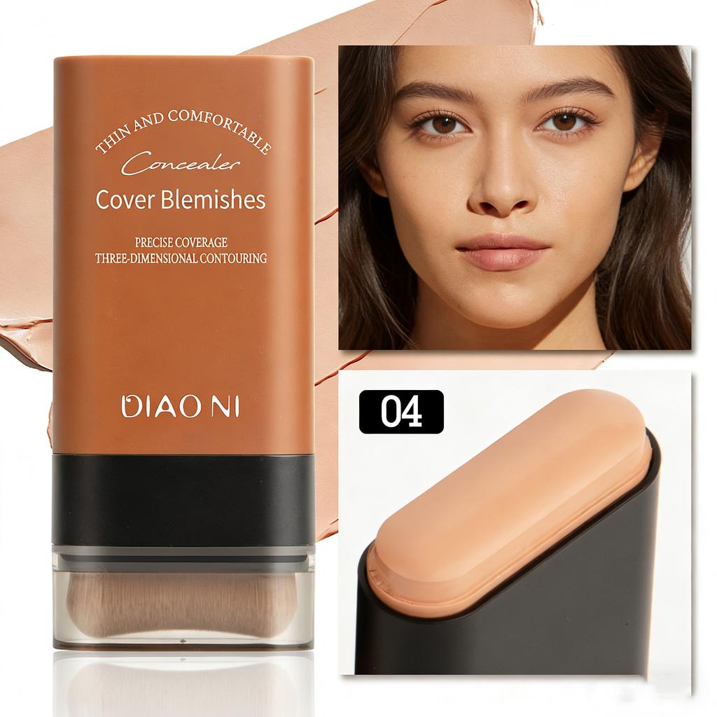 1pc Matte Foundation Stick with Brush Flawless Coverage Liquid Foundation Face Cosmetics