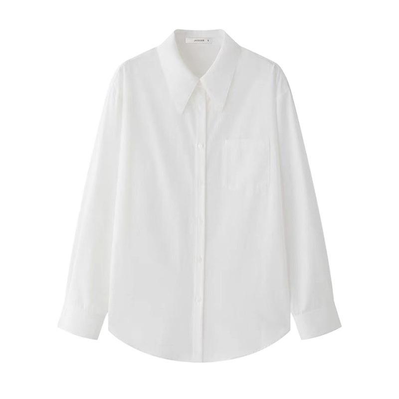 Juice Shirt Blue French Air Sense Professional Dilute Loose Shape Long Sleeve Shirt