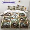 Retro Oil Painting Animals Pattern Bedding,Quilt Set Quilt Cover Pillowcase Home Birthday Gift (1 * Duvet Cover + 2 * Pillowcase, Without Core)