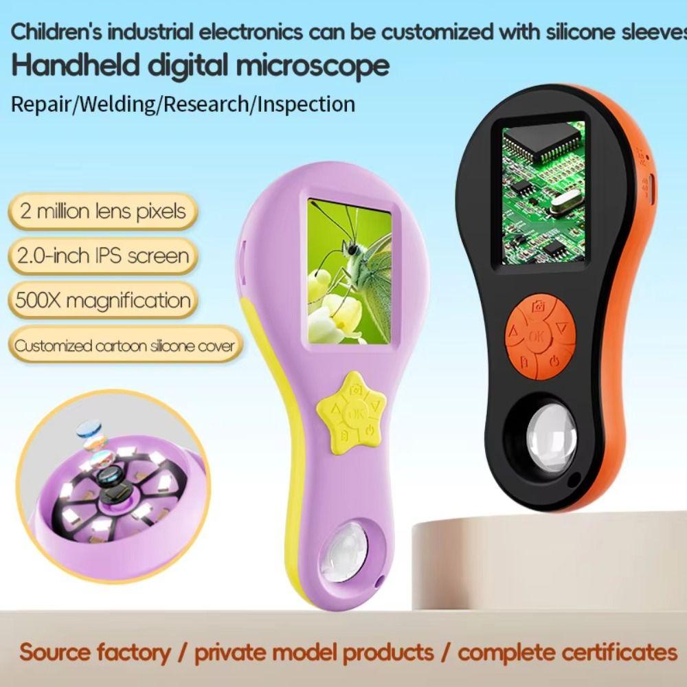 With 2 Inch Screen Magnifying Glass 500x Zoom Handheld Magnifying Glass  Birthday Gift