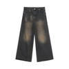 JYL Unisex Wide-Leg Jeans Vintage Loose Floor-Length Casual Denim Trousers