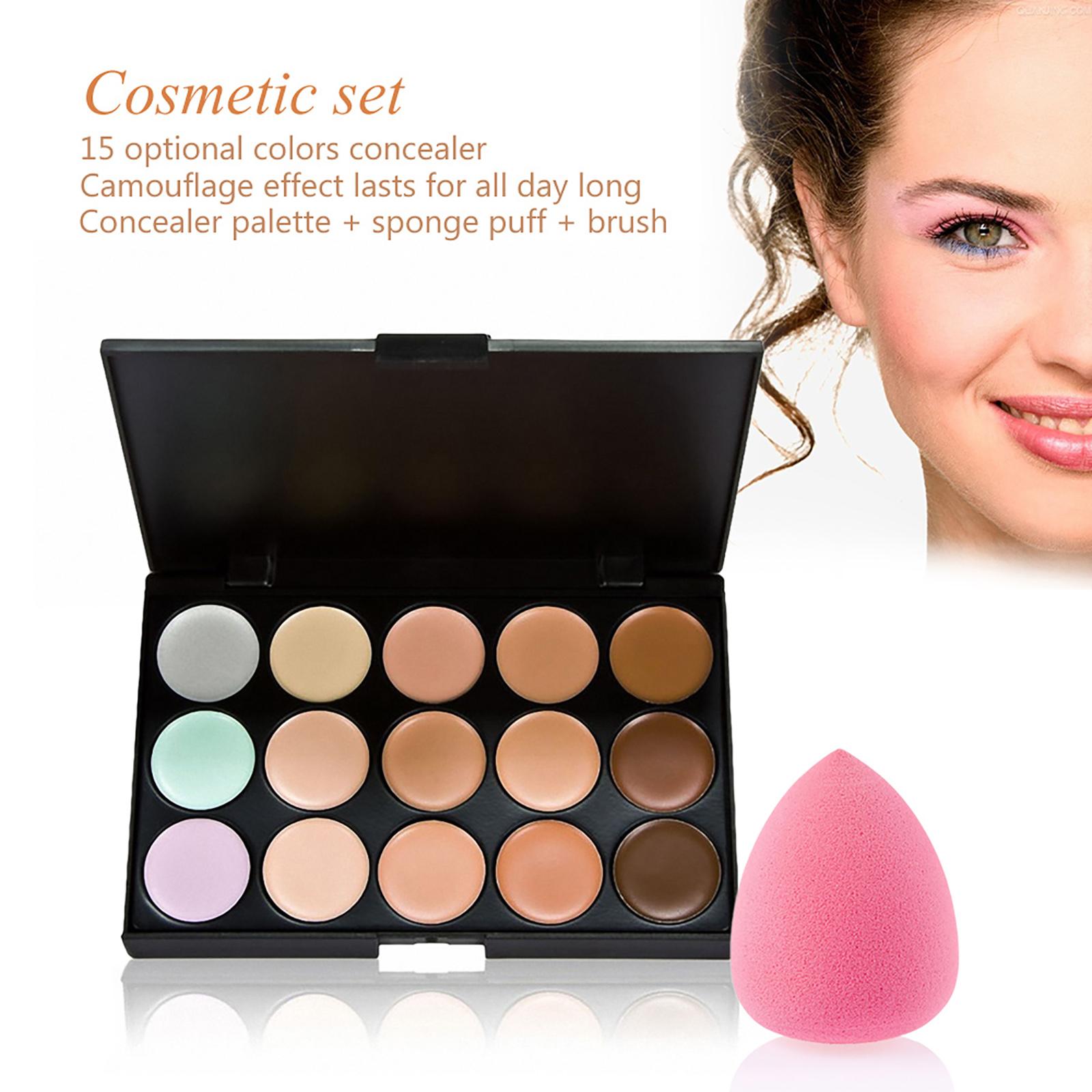 

Bestauty 15 Colors Camouflage Concler Professional Eyeshadow Face Crm Makeup Kit with Sponge Puff & Makeup Brush