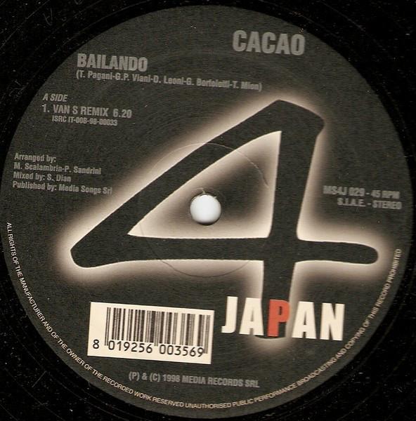

12inch Record CACAO - Bailando MS4J029 Media Sound For 1998 Italy Dance & Electronica Used