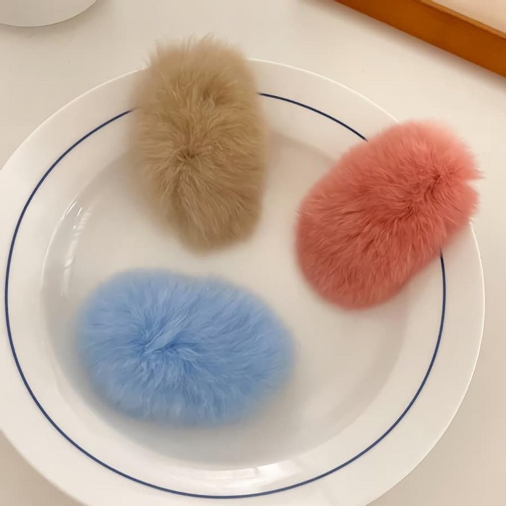 Women s Accessories Board Round Fur Snap Hairpin Hairpin Blue