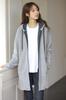 Necoat Long Long Light Size L Women's Hoodie, Fleece-Lined, Sleeves, Fall/Winter, Gray,